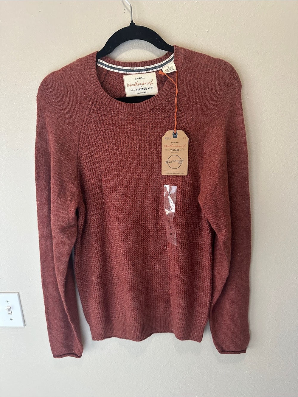 Weatherproof Vintage Men's Rust Cardigan-Style Knit Sweater